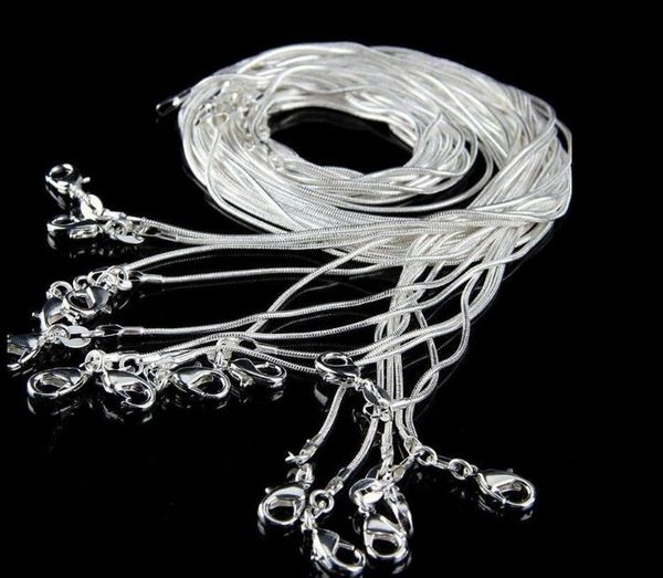 

2021 new 925 silver p smooth snake chains necklace 1mm snake chain mixed size 16 18 20 22 24 inch hot