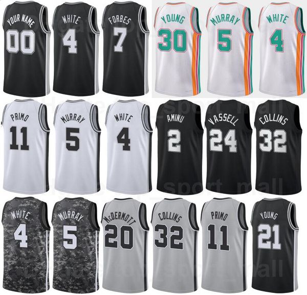 

screen print basketball dejounte murray jersey 5 derrick white 4 keldon johnson 3 jakob poeltl 25 lonnie walker iv 1 doug mcdermott 20 thadd, Black;red