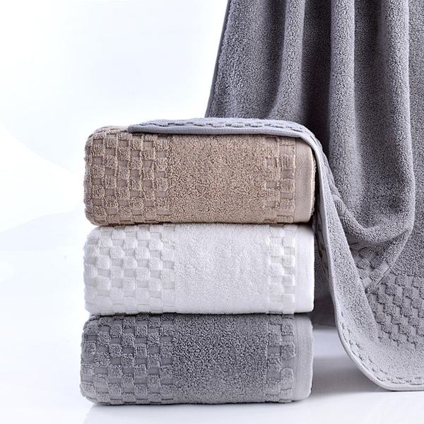 

towel 140x70cm solid plaid large bath towels 100% cotton beach bathroom