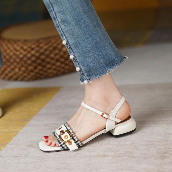 

sandals women sequins ankle mid heel block party open toe bling sweet princess buckle strap zapatillas mujer, Black