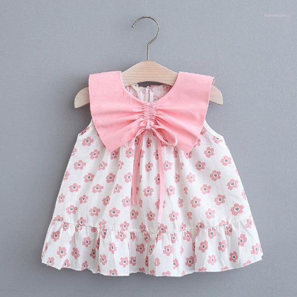 

girl's dresses born baby girls summer dress kids sleeveless turn-down collar floral clothes princess for1, Red;yellow