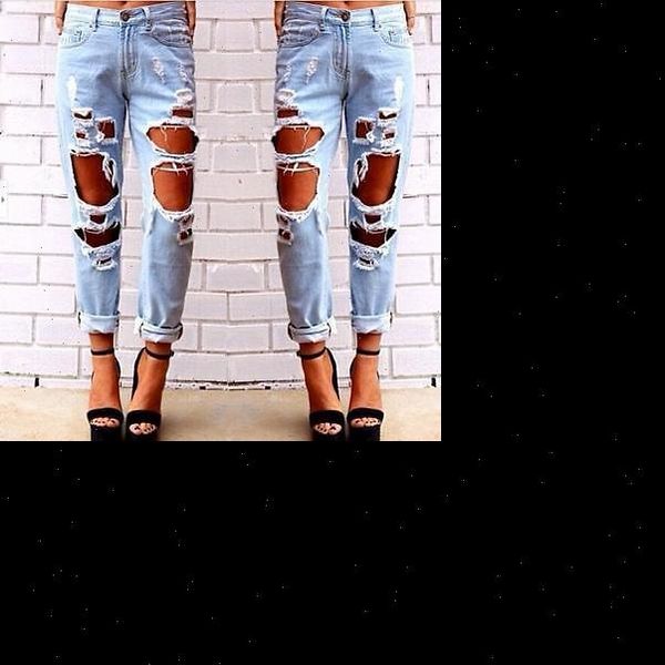 

womens jeans ladies skinny faded ripped casual slim fit cool denim cotton, Blue