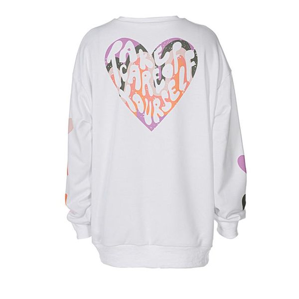 

women's hoodies & sweatshirts women casual sweatshirt, adults love letter print long sleeve round neck pullover, Black