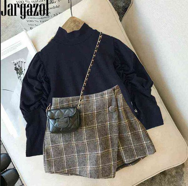 

autumn olde baby girls clothes set plaid skirt fashion elastic waist children shorts clothing set kids skirts girls bebes 2-7t g0119, White