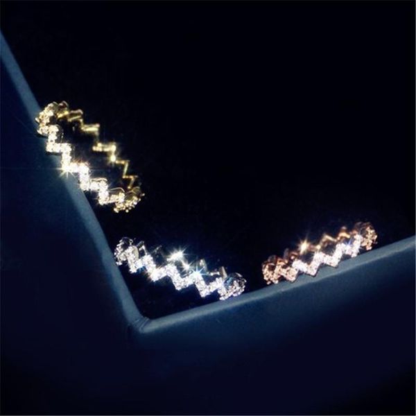 

cluster rings wholesale eternity lab diamond cz ring 925 sterling silver engagement wedding band for women bridal charm party jewelry, Golden;silver