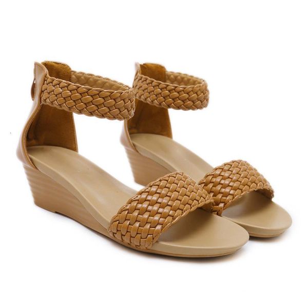 

sandals smirnova slae summer shoes woman zip high heels casual wedges women big size 35-42 na5t, Black