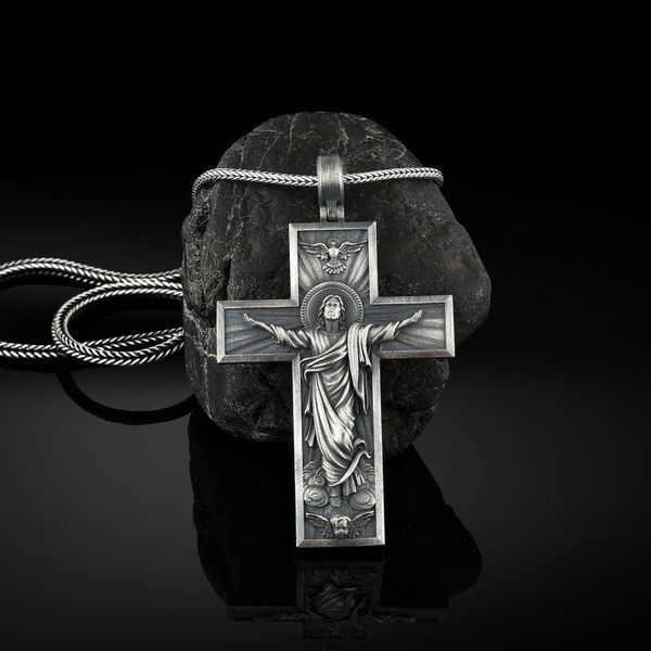 

necklace christian jesus cross designer religious catholic style men's pendant jewelry 2021 womens mens luxury, Silver
