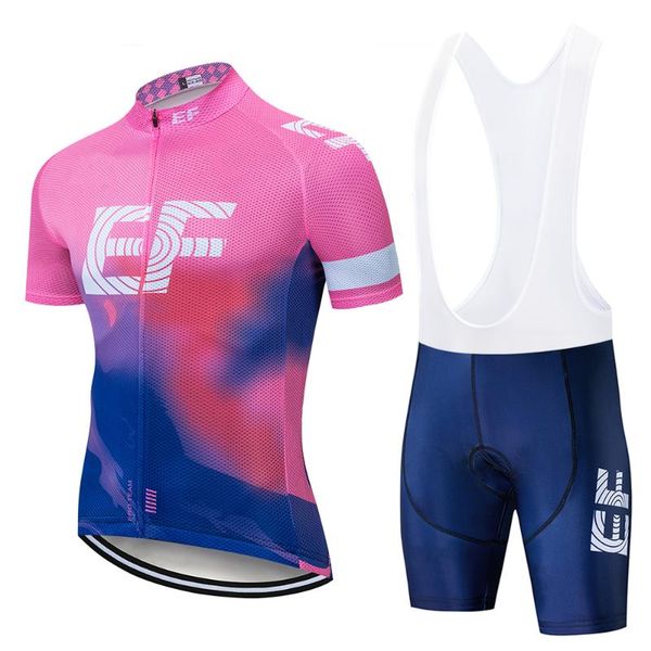 

racing sets 2022 pink pro tour team ef cycling jersey set bicycle maillot breathable mtb quick dry bike clothing ropa ciclismo gel pad, Black;blue