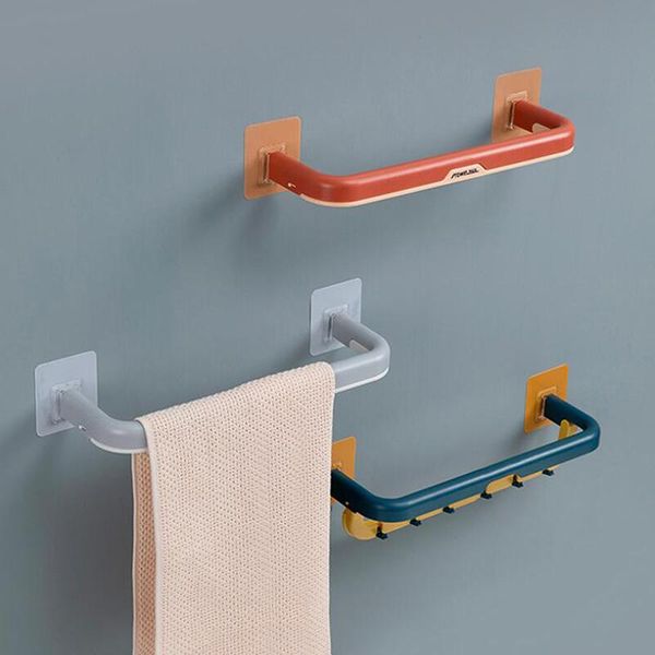 

towel racks self-adhesive holder rack wall mounted hanger bathroom bar shelf roll hanging hook organizer