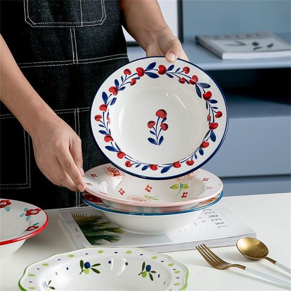 

dishes & plates plate modern european style creative hand-painted ceramic straw hat western pasta dish steak family l1