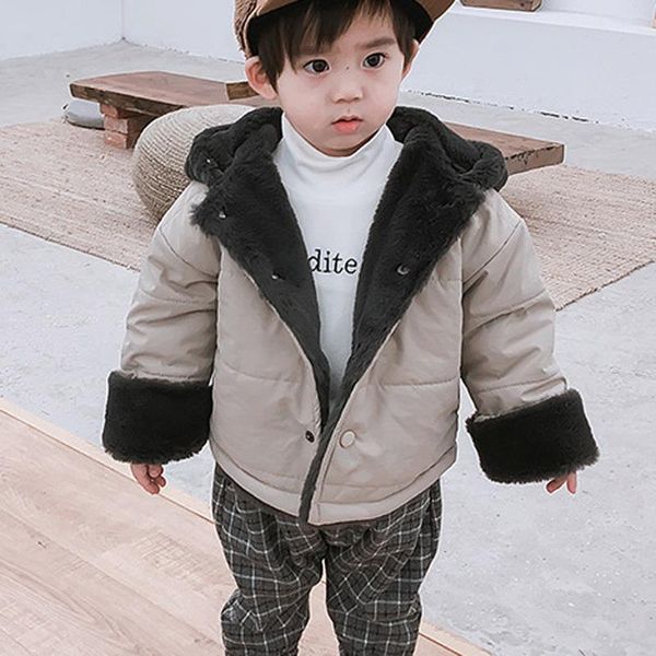 

warm winter snow wear boys kids children baby infants outwear thicken parkas hodded plus velvet jackets coat casaco s9421, Blue;gray