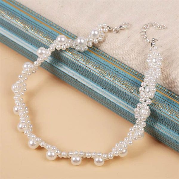 

pendant necklaces wedding fashion jewelry rhinestone women crystal bead clavicle choker flower pearl necklace, Silver
