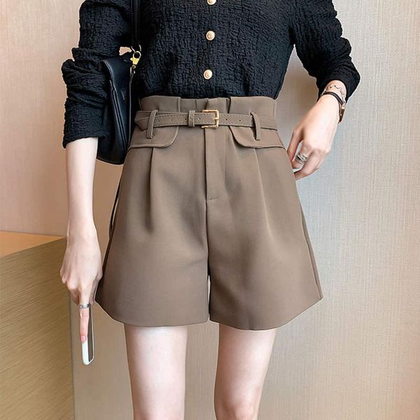 

women's shorts simple suit female autumn winter korean fashion retro high waist all-match loose a-line office ladies c7792, White;black