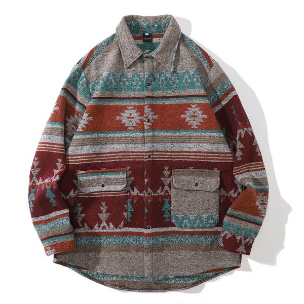 

men's casual shirts 2021 men hip hop long sleeve shirt graphic print harajuku vintage streetwear thick autumn fannel fashion cotton loo, White;black