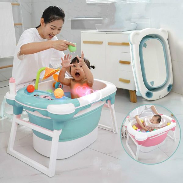 

bathing tubs & seats baby shower portable silicone children bathtub accessories folding anti-skid swimming pool born products