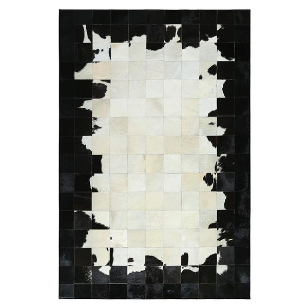 

carpets black and white luxury cowhide fur rug,big size natural cow skin carpet for living room decoration villa sales