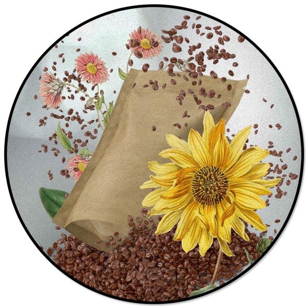 

carpets coffee bean flower sunflower round rug for living room home decor kids children's bedroom area rugs mats