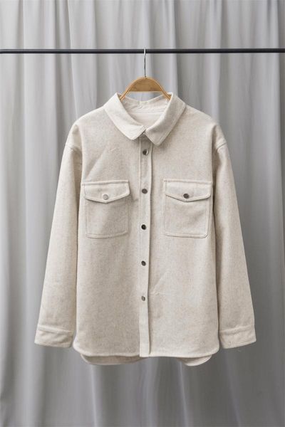 

women's wool & blends 2021 autumn and winter women style retro jacket coat loose thin woolen, Black