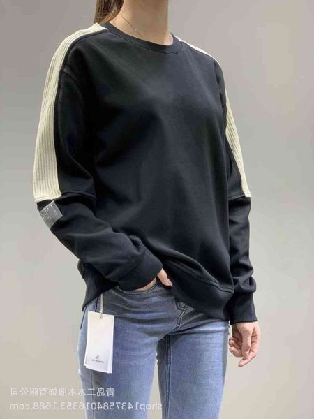 

autumn new trend winter 2021 long sleeve sweater men's letter embroidery contrast style splicing crew neck 50950, Black