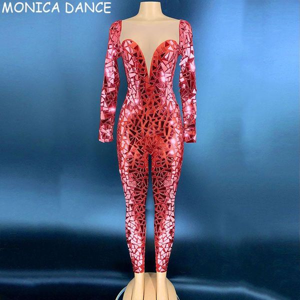 

women's jumpsuits & rompers women stage mirror transparent chest jumpsuit prom party birthday celebrate outfit bar singer dancer, Black;white