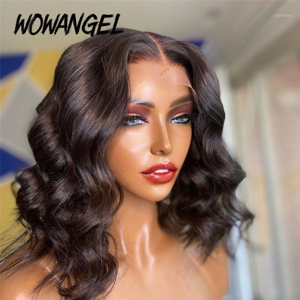 

lace front human hair wigs hairline curly 4x4 closure remy bob bleached knots brazilian soft full colored for black woman1, Black;brown