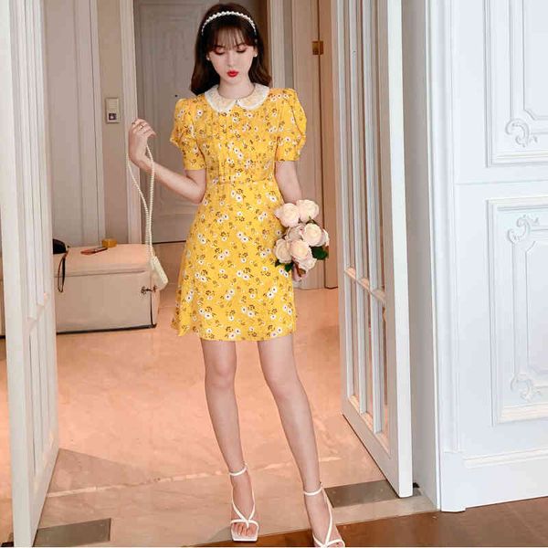 

arrival fashion summer mini feminine beach ol elegant temperament sweet flower chiffon impression thin dress, Black;gray