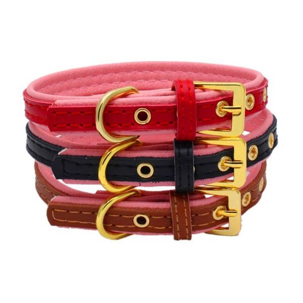 

leather durable pet dog collar supplies accessories lichee lines for puppy safety belt accessoy collars & leashes