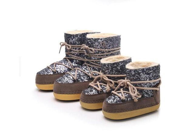 

boots comfortable girls parent-child boys shoes children toddler kids warm woman winter waterproof ski, Black;grey