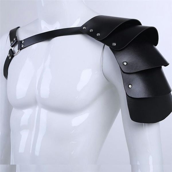 

belts gothic punk faux leather single shoulder men adjustable support strap fashion cosplay cool party club belt, Black;brown
