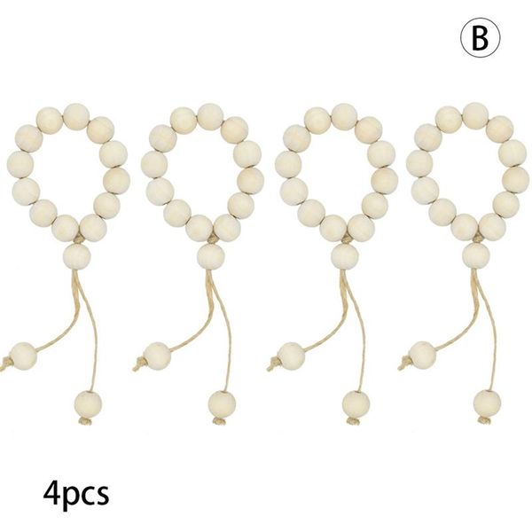 

napkin rings 4pcs wood bead with tassels rustic farmhouse beads garland wall hanging weddings home decor table decoration