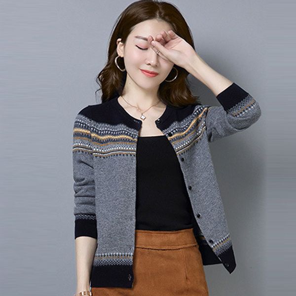 

women's jackets short fall women knitted and crocheted cardigan the neck ladies long sleeves fashion sweater mesh striped cardigans 8dt, Black;brown