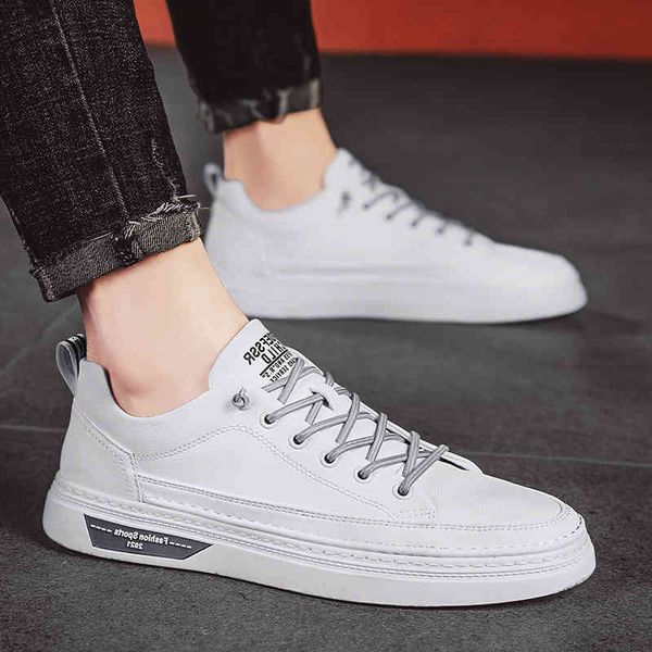 

dress shoes 2021 fashion trend leather men men outdoor sneakers street flat casual lace-up man footwear vo0z, Black
