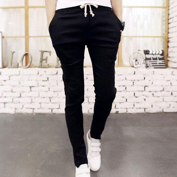 

fashion 2021 spring autumn outfit joggers elastic waist male men's trousers teenagers casual pencil pants pantalones hombre, Black