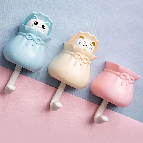 

hooks & rails 1pcs for household cute abs plastic durable multi purpose cartoon cat wall 4colors coat hook