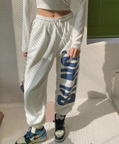 

women's pants & capris wide-leg loose harajuku straight casual beam foot guard 2021 autumn sports ins tide, Black;white
