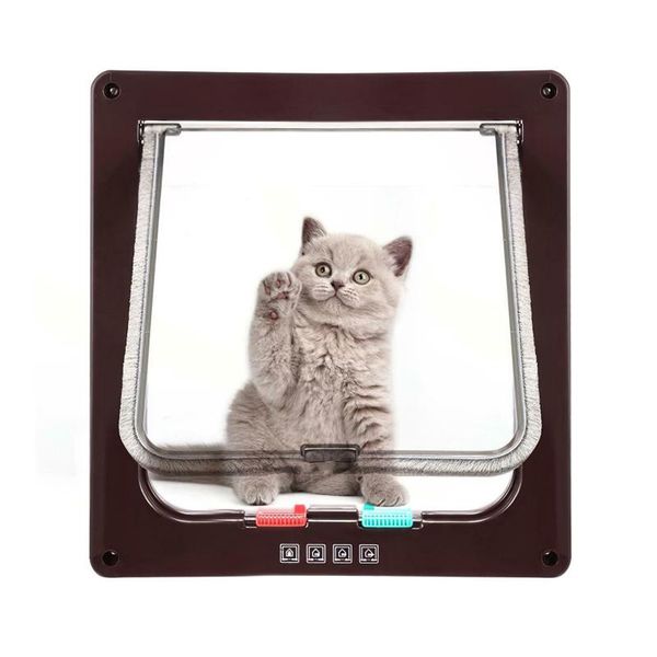 

cat carriers,crates & houses dog flap door with 4 way lock security for cats kitten abs plastic small gate dogs pet chip