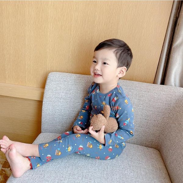 

clothing sets baby autumn and winter long sleeve boys girls pajamas set cotton comfortable soft home cartoon 0-2 yrs, White