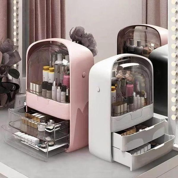 

makeup organizer cosmetic jewelry storage box large capacity portable drawer with cover dust-proof beauty drawe boxes & bins