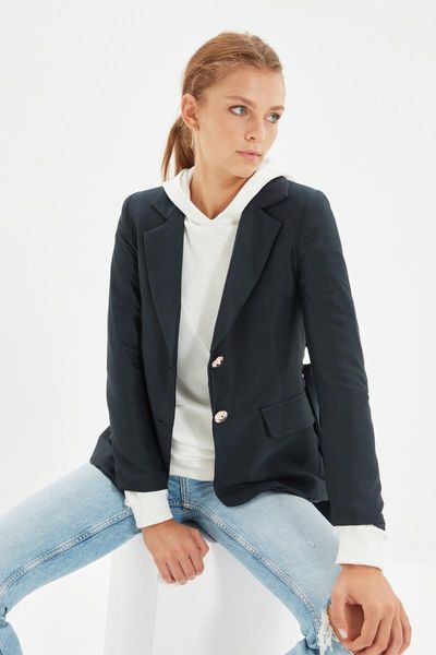 

women's jackets trendyol button detail jacket twoaw22ce0185, Black;brown