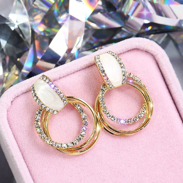 

new season popular fashion simple earrings rings diamond-studded earrings wild women stud earrings trendy fashion jewelry, Golden