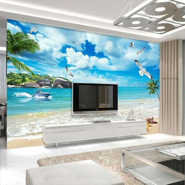

wallpapers custom size po 3d large murals minimalist living room wallpaper mediterranea seascape mural