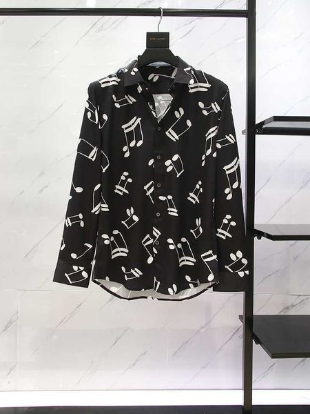 

men's shirts gp solitary bullet screen geometric note printing men's and women's casual long sleeve high-end youth fashion sl, White;black