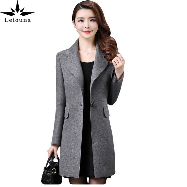 

women's wool & blends leiouna casual slim office lady 2021 fashion coats jackets wools winter warm woman's, Black
