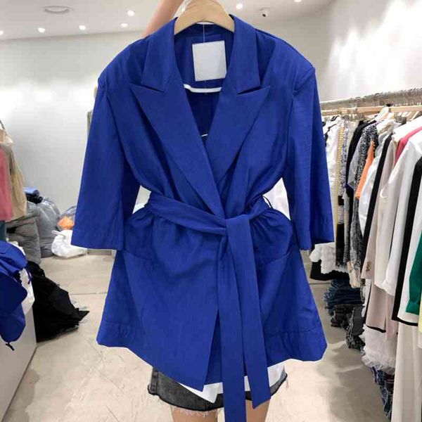 

summer solid short sleeve women blazer simple lace up traje mujer korean fashion pockets design jacket for women 210514, White;black