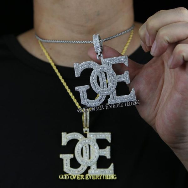 

chains iced out men letter goe pendant necklace with rope chain long necklaces for boyfriend hip hop rock jewelry wholesale, Silver