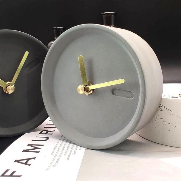 

wall clocks fashion alarm clock simple cement mute round desk deskadornment bedside home decor ornament