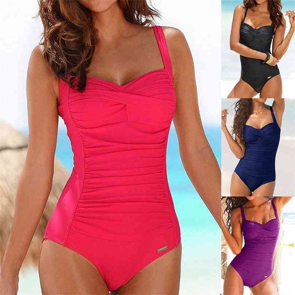Artı Boyutu Mayo Kadınlar Kırmızı Zayıflama Mayo Seksi Klasik Yüzme Takım Elbise Momokini Yaz Plaj Banyo 210611
