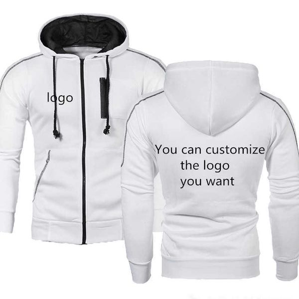 Einfarbig Hoodies Männer Benutzerdefinierte Auto Anime Lustige Drucken Herren Streetwear Fleece Zipper Jacke Hip Hop Harajuku Trainingsanzug X0621