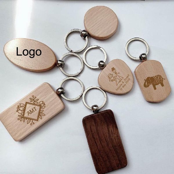 

party favor exquisite wooden key ring personalized logo custom pendant beech wood keychain creative wedding gifts