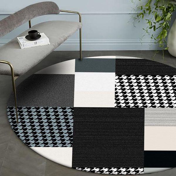 

carpets fashion nordic modern classic black and white houndstooth mosaic living room bedroom round floor mat carpetcustom size